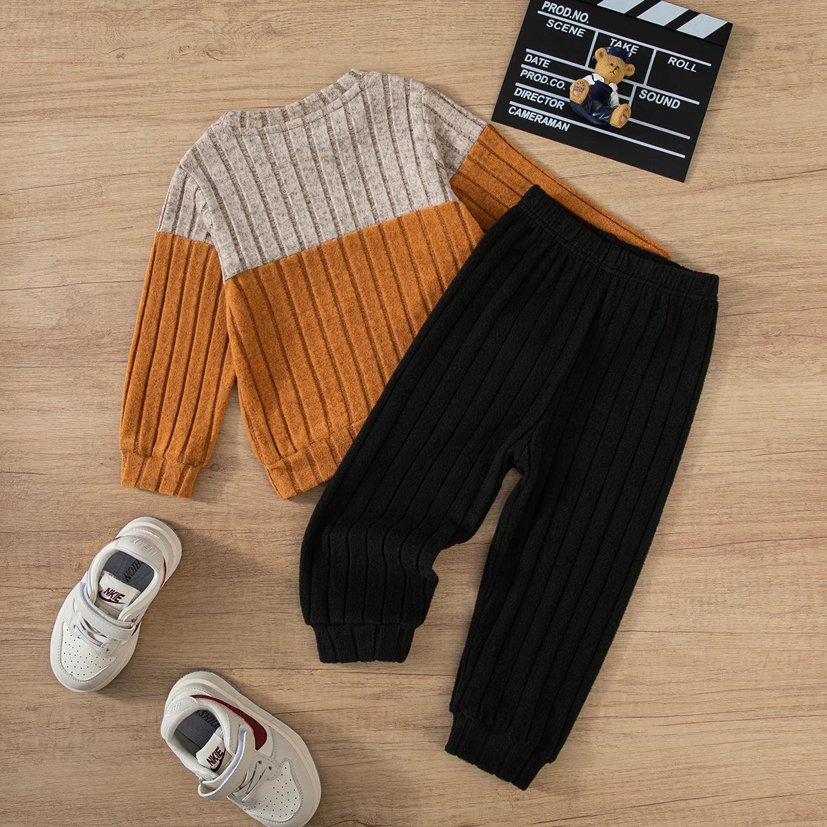 Boy Winter Long Sleeve Sweater Pants Set for Kids