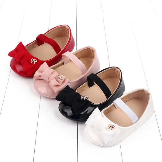 Baby Girl Shoes Cute Bowknot Toe-covered Soft PU Mary Jane Shoes