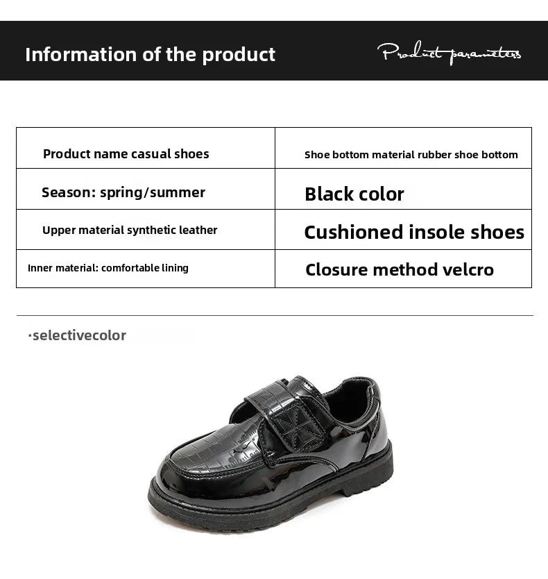 Boys Leather Shoes Spring Autumn Fashion Kids Soft Sole Shoes School Student Performance Flats Big Children's Shoes Black Formal