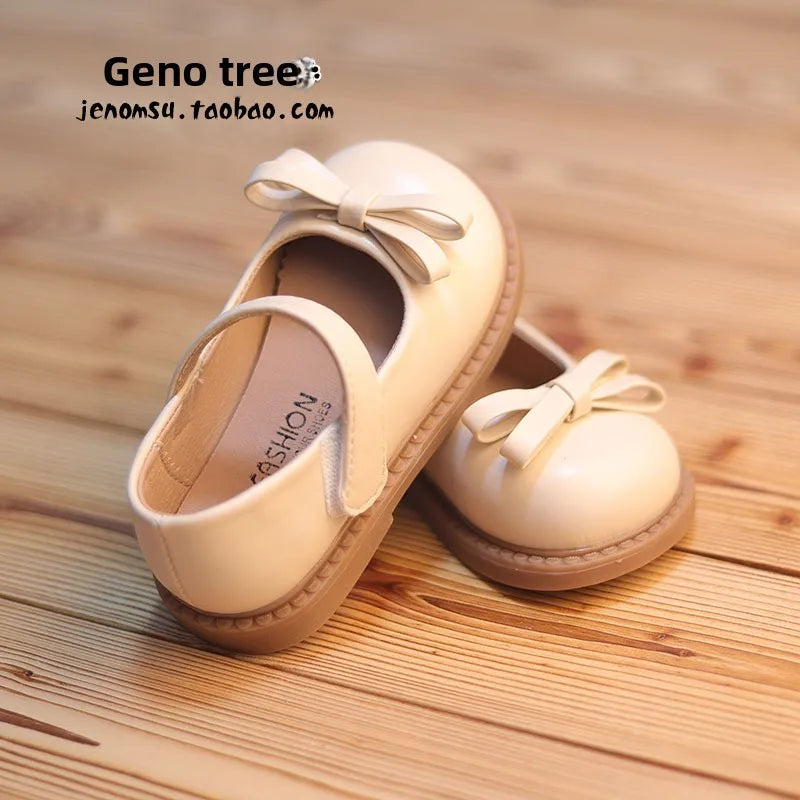 Little Girls Shoes Spring Autumn Kids Soft PU Leather Shoes for Girl School Mary Jane Cute Sweet Flats Shoes  Beige, Black