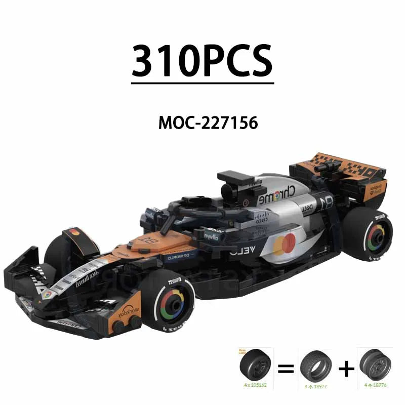 F1 Racing Car Building Blocks 8-Grid Racing Champion Vehicle (With Stickers) Children's Birthday Gift Christmas Toy Gift