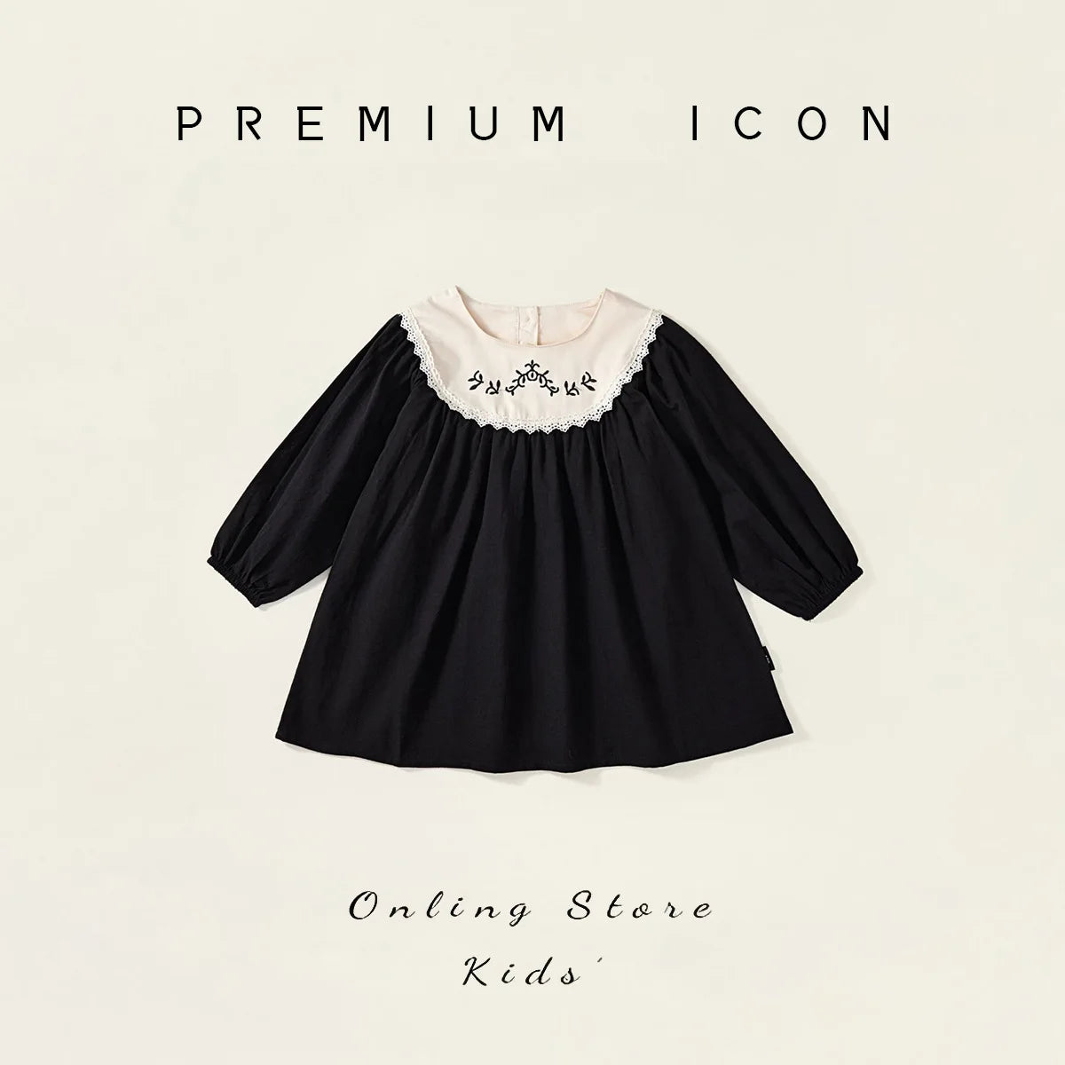 Toddler Girls Retro Dress Spring Autumn Cotton Lace Spliced Children Girls Dresses