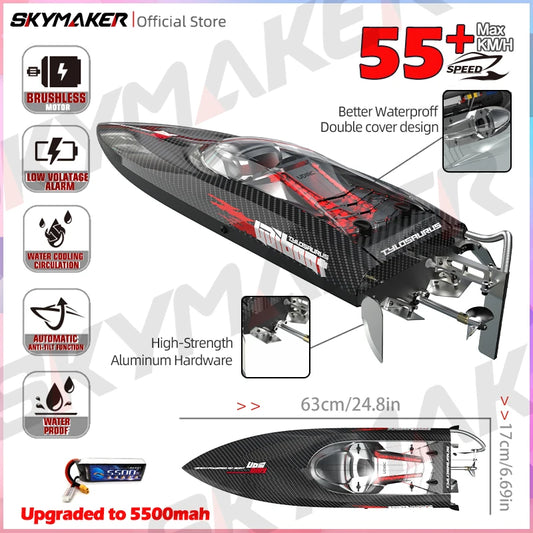 UDiRC UDI022 RC Boat 50Km/H High Speed Waterproof 2.4GHz Radio Control Brushless RC Speed Alloy Steel Boat  Toys