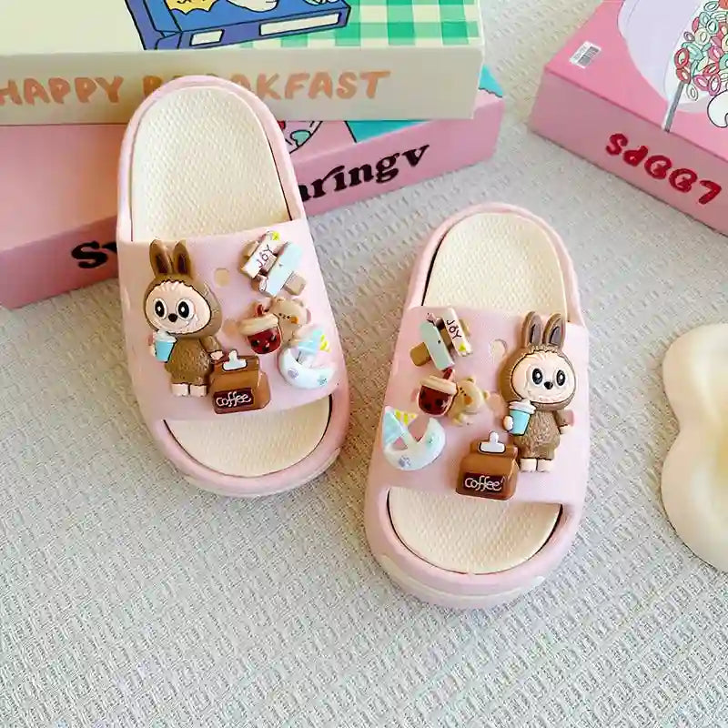 Cartoon Coffee-Themed Eva Slippers for Kids