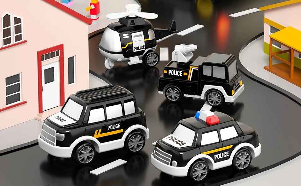 Police Truck Toy Set for Kids - 5 in 1 Truck and Cars