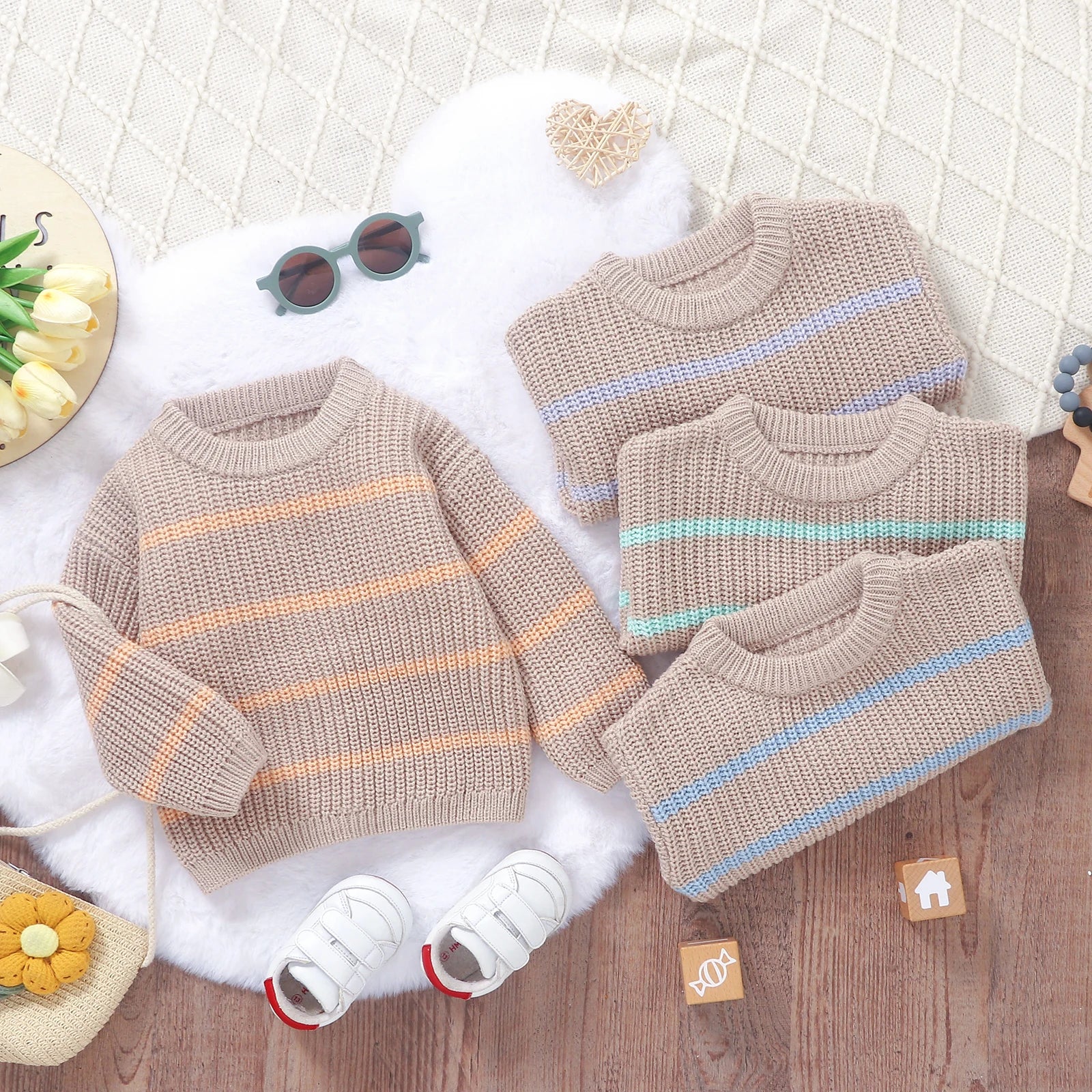 Nabil Striped Newborn Baby Sweater - GuGuTon baby store - Baby Fashion - Toddlers Outfits - Babies Outfits - Toddler Clothes - Kids Clothing - Newborn Clothes - Newborn Wear - Kids Wear - Trending Clothes - Trending Outfits - Fall Fashion - Winter Fashion - Girls Clothes - Boys Clothes - Babies Wear - Kids Accessories - KidsWear - Summer Clothes - Summer Fashion - Summer Trend - Falls Sweaters - Tops - Bottom - Jeans - Blouse - Dresses - Newborn Dresses - Toys