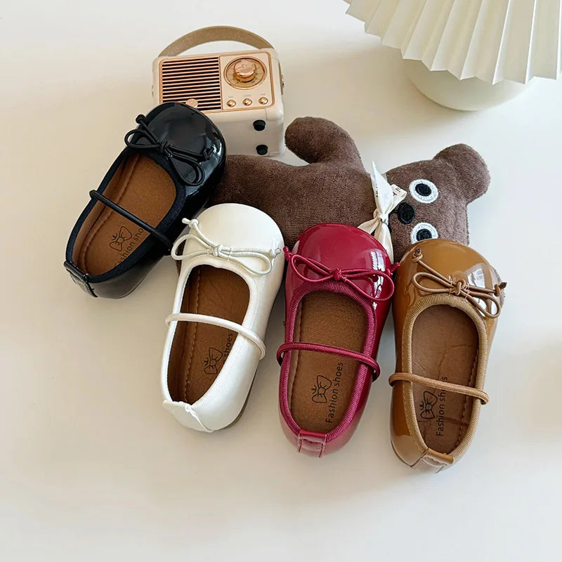 Girl Korean Version Mary Jane Slip-on Small Shoes 2024 Spring and Autumn New Soft Sole Bow Small Shoes