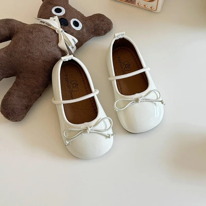 Girl Korean Version Mary Jane Slip-on Small Shoes 2024 Spring and Autumn New Soft Sole Bow Small Shoes