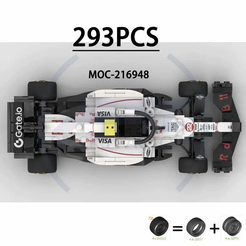 F1 Racing Car Building Blocks 8-Grid Racing Champion Vehicle (With Stickers) Children's Birthday Gift Christmas Toy Gift