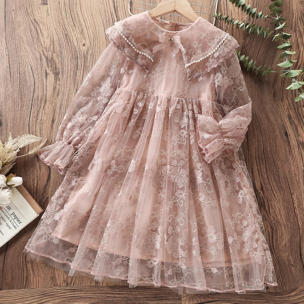 Kids Lace Dresses for Girls Princess Flower Dress Pink Baby Outfits