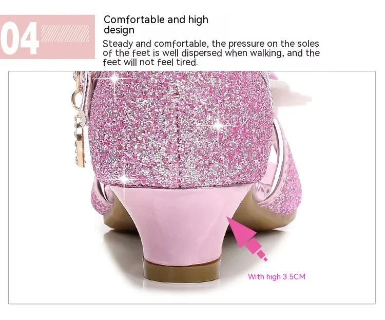 Girls Princess Shoes Summer Children High Heels Open-toe Party Wedding Toddlers Sandals