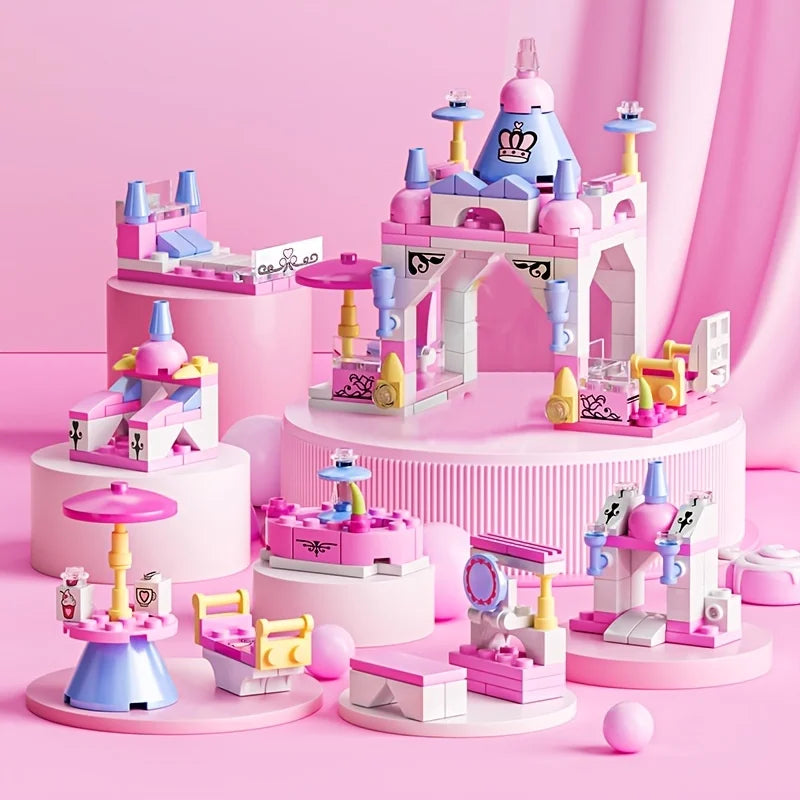 6-in-1 Girls Castle Building Blocks - Transformable & Customizable Structure Set, Educational Building Toys for Girls