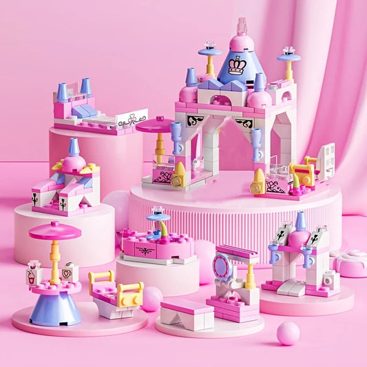 6-in-1 Girls Castle Building Blocks - Transformable & Customizable Structure Set, Educational Building Toys for Girls