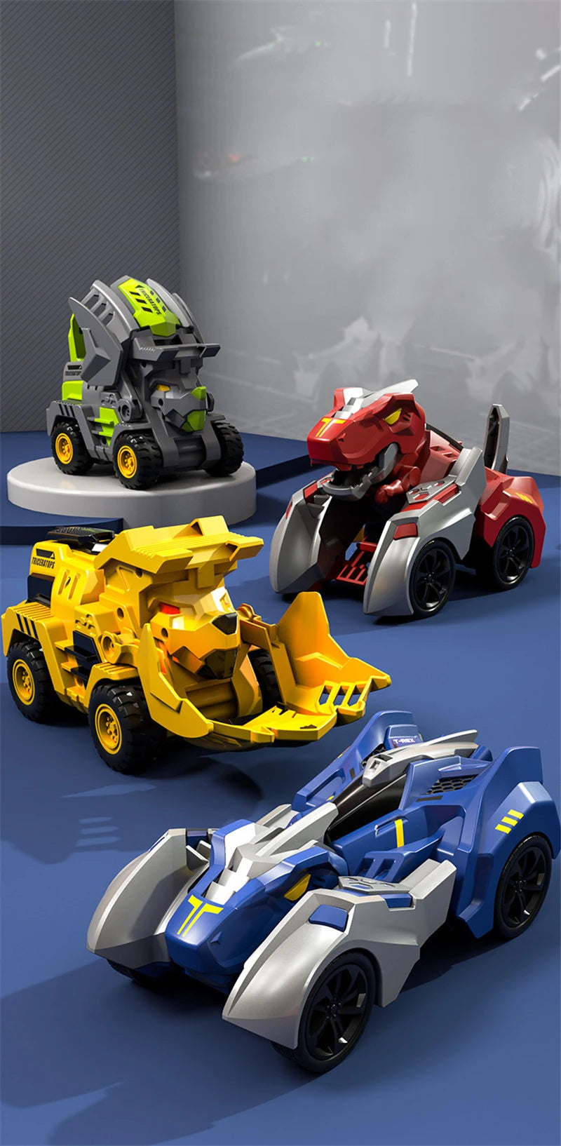 2 In 1 Transforming Dinosaur Car Automatic Transform Robot Diecasts