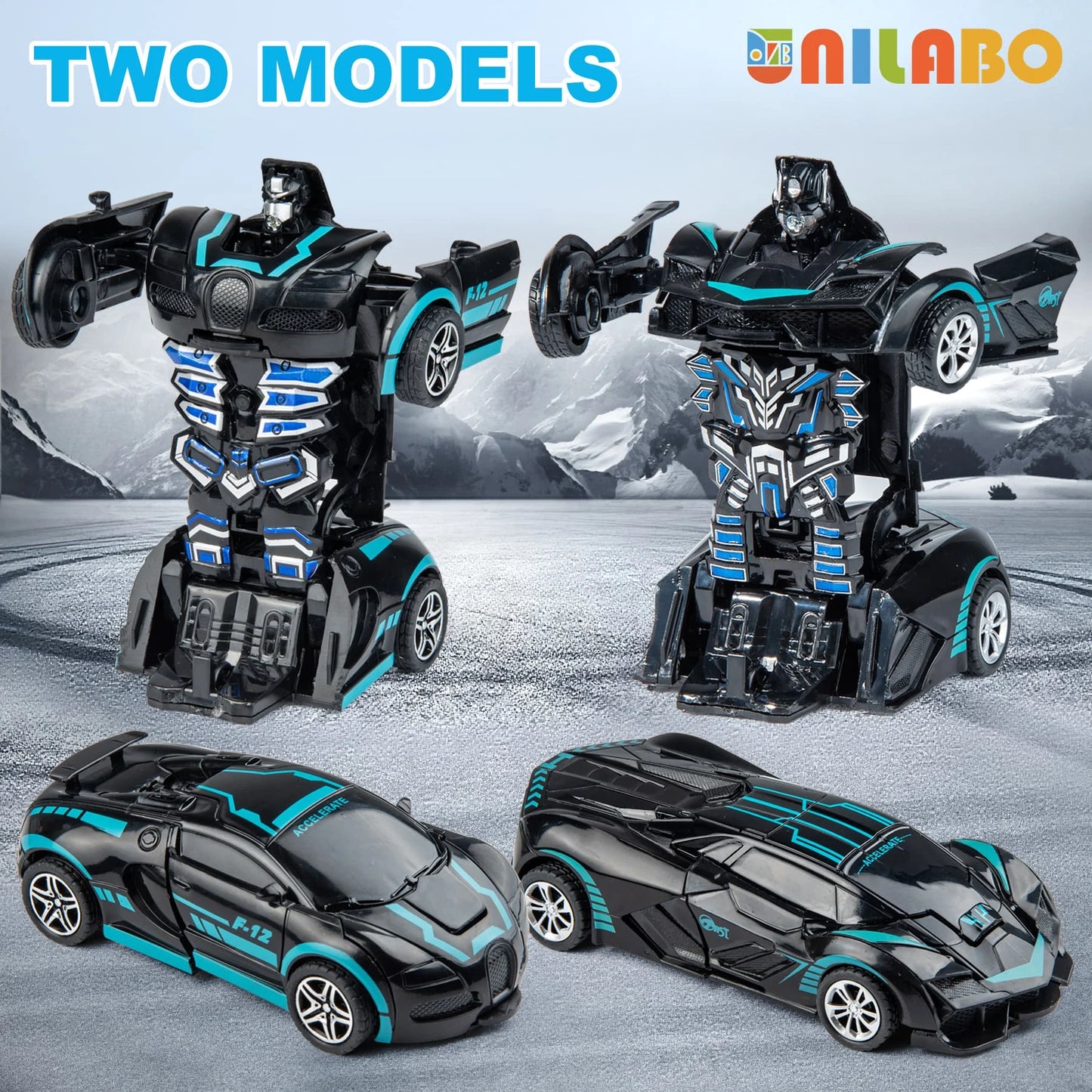 Transformable Robot Sports Car Toys, No Batteries, Educational Kids Gift, Colorful Model Vehicle for Play Learning