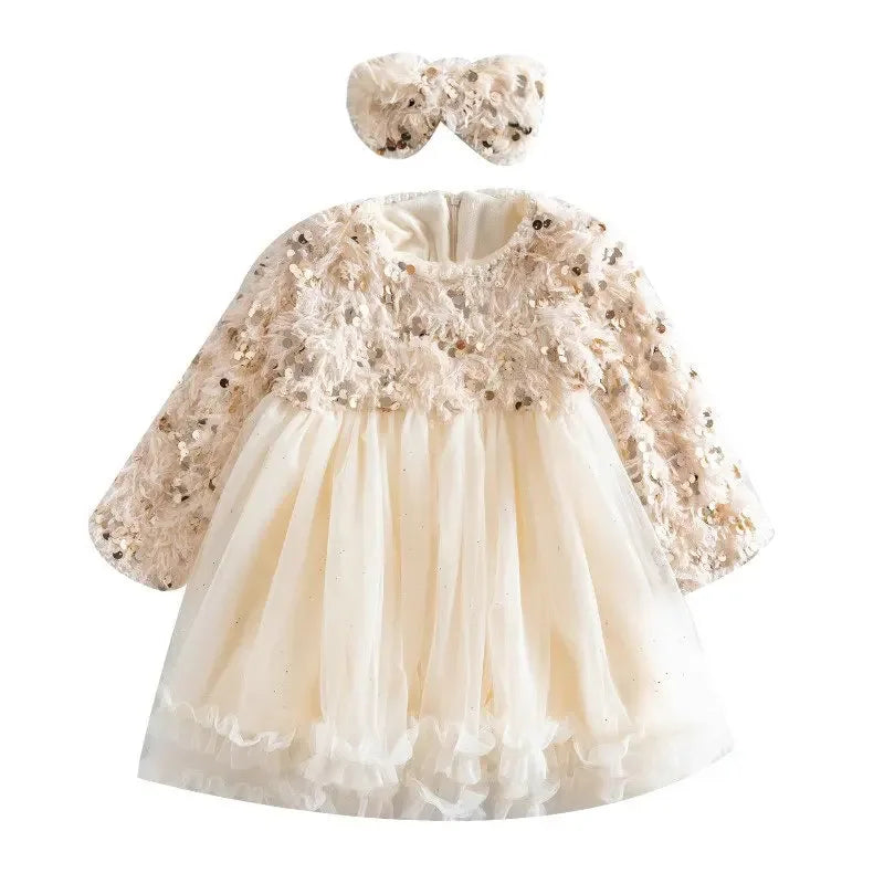 Children Clothing Girl Dress 2023 Winter New Children Plush and Thickened Dress