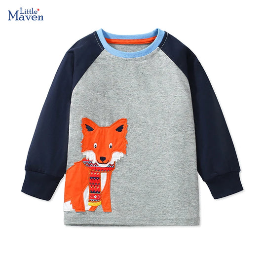 Raz Boys Embroidered Cartoon Fox Sweater