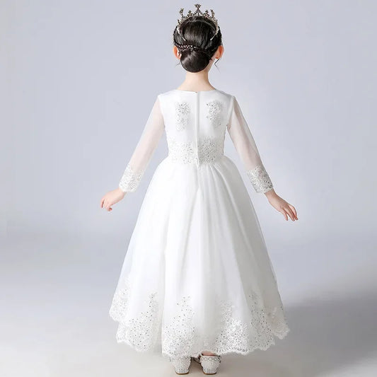 Spring Autumn Party Dress for Kids Girl Lace Long Sleeve Sequin Dress