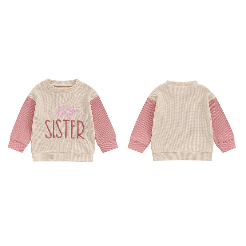 Toddler Kids Big Brother / Sister Pullover Letter Embroidery Round Neck