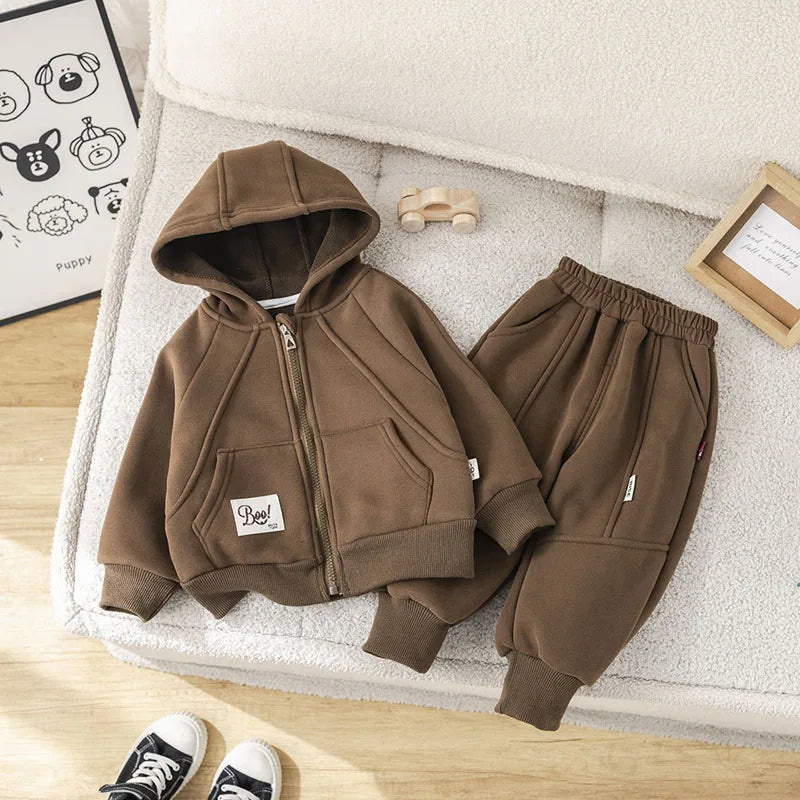 IYEAL Winter Fleece Two-Piece Set for Boys
