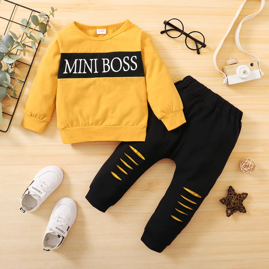 Toddler Boy Clothes Outfit with Long Sleeve Top and Pants
