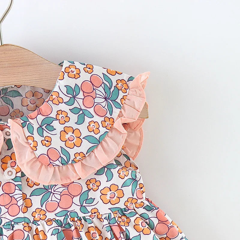 Skye Toddler Girls Floral Dress - Summer Navy Collar Style