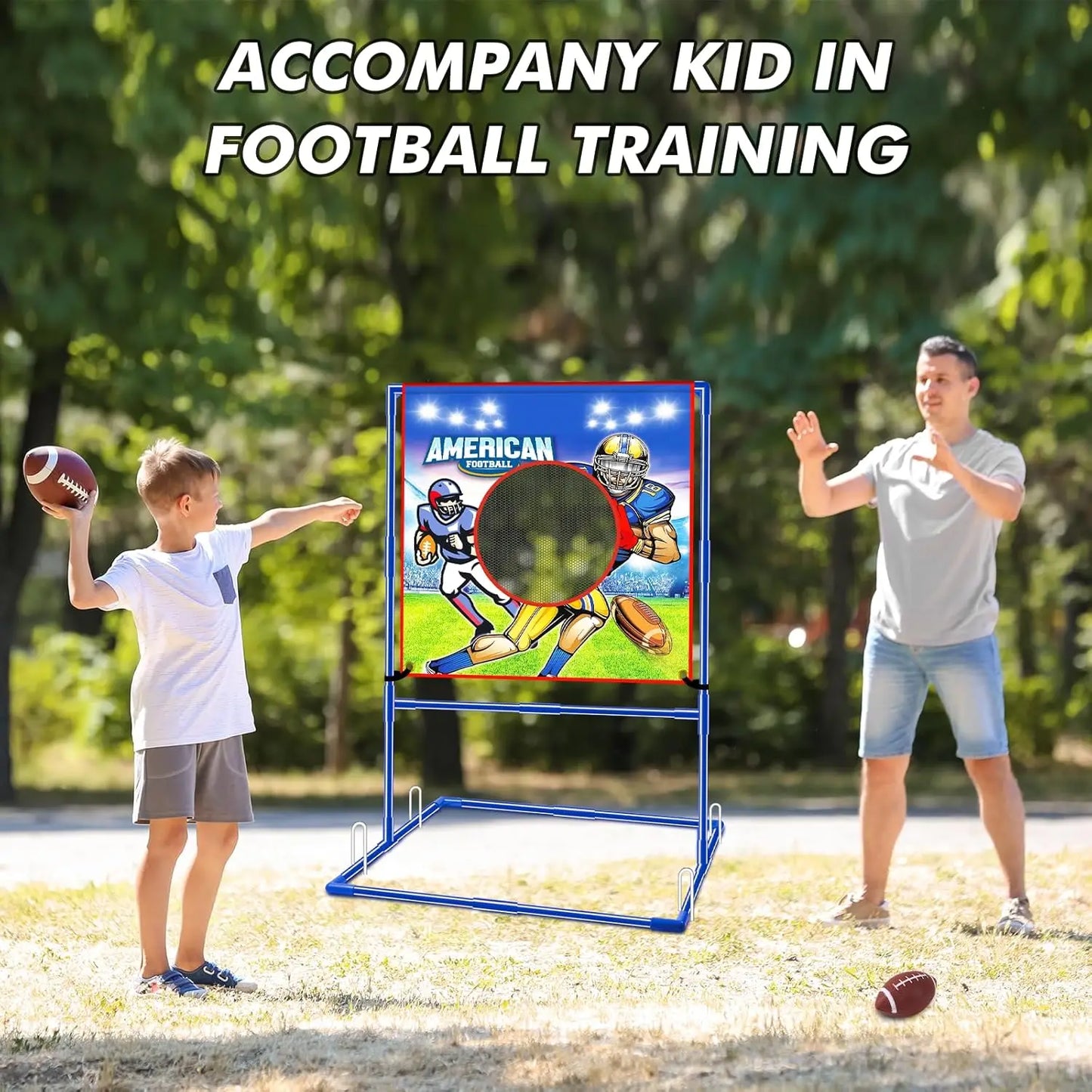 VATOS Rugby US Football Toss Target Games with 4 Inflatable Footballs