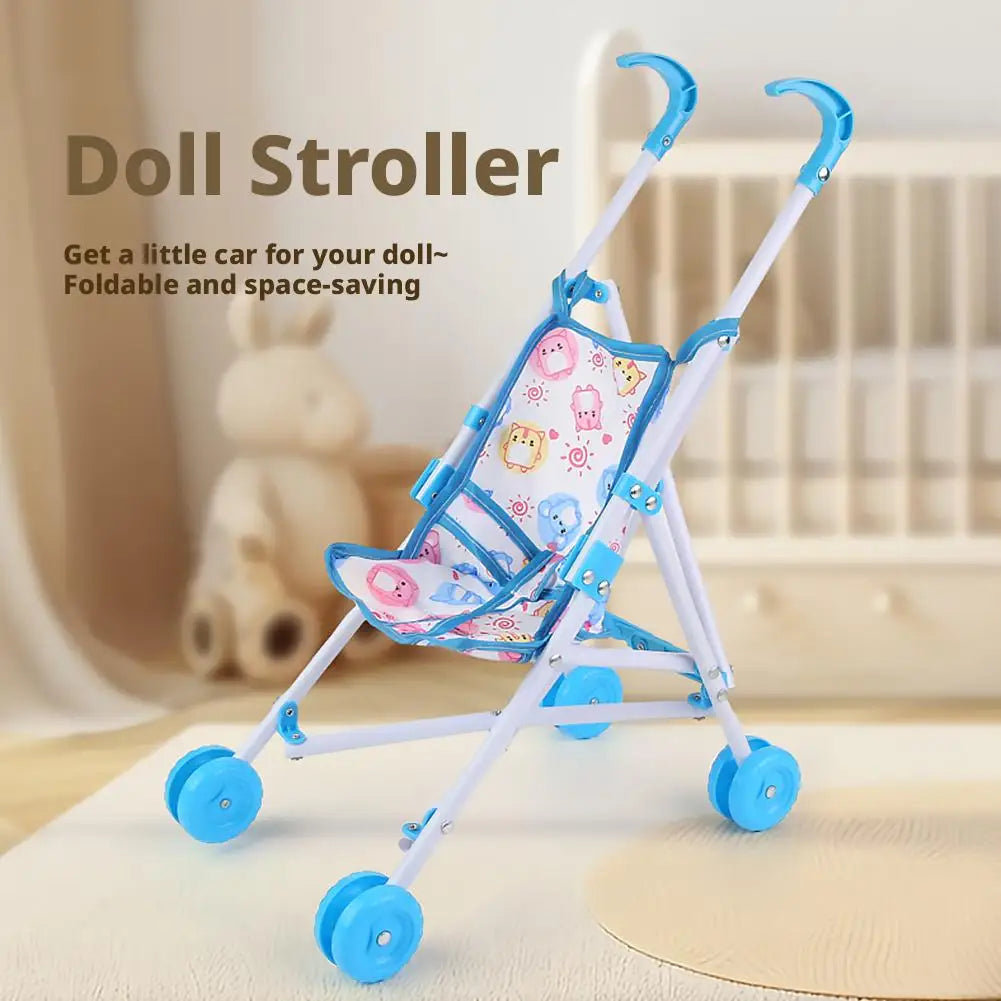 Trendy Interactive Dolls Pram Play Toys Plastic Doll Handcart Stable Baby Stroller for Boys Girls Babies