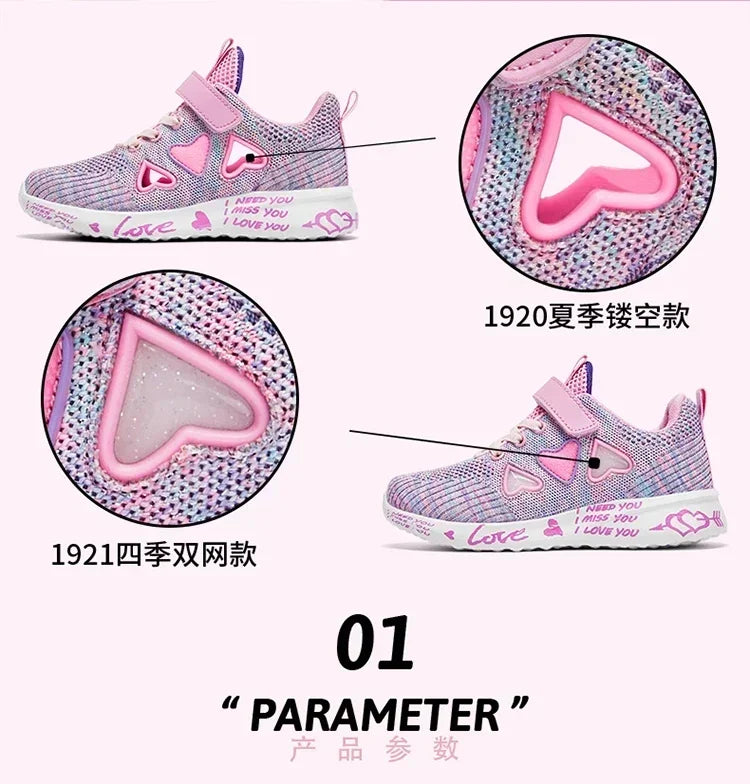 Girls Sneakers Kids Summer Light Mesh Casual Shoes Children Autumn Breathable Tenis