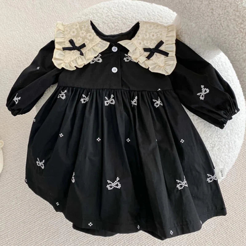 Autumn 0-6Yrs Girls Princess Dress Baby Girl Clothes Clothes Butterfly Collar Dress