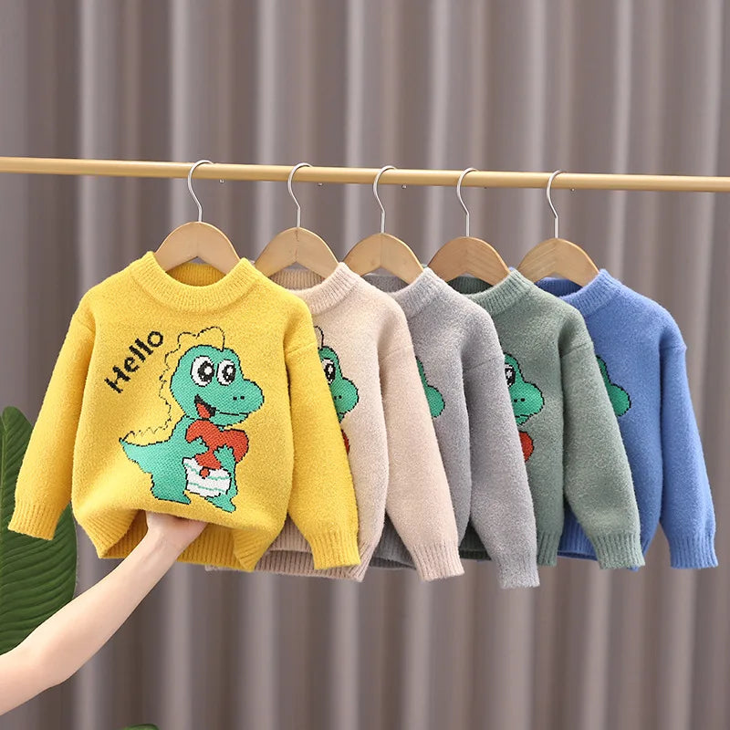 Leonel Autumn Winter Cartoon Dinosaur Sweater