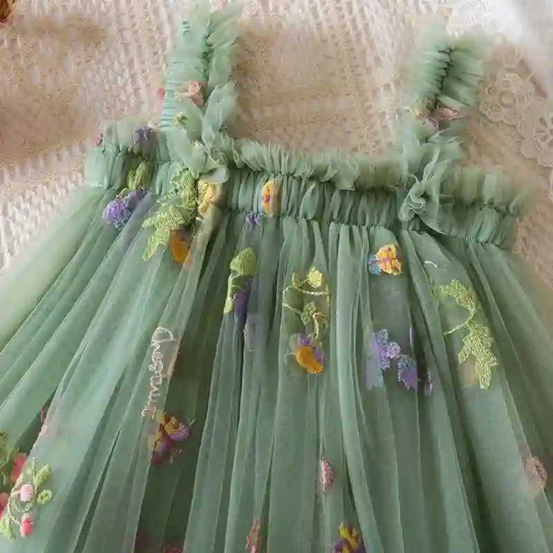 Skye Girls Summer Floral Dress with Bow and Embroidery