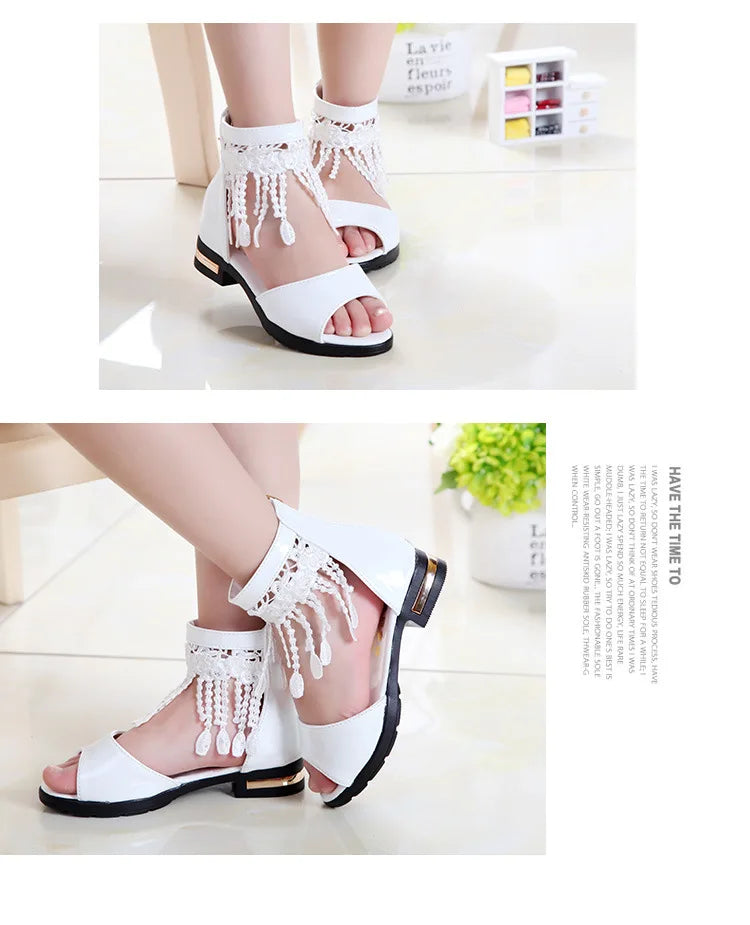 Girl Shoes Sandalias Kid Shoe Kid Sandal Summer New Fashion Girls Princess Shoe Soft Sole Roman Shoes Student Sandals for Girls
