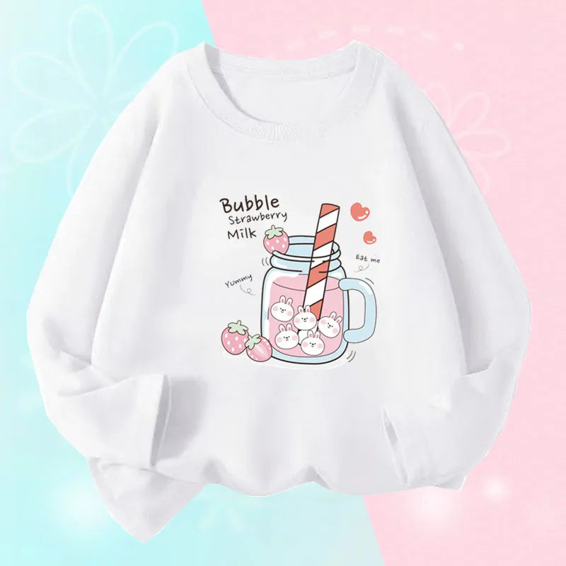 Charlotte Strawberry Girls Graphic Juice Kids Cartoon Long Sleeve