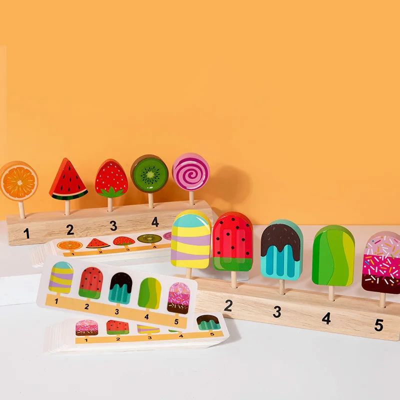 Children's Popsicle Matching Toys for Girls, Simulation Ice Cream, Pretend Play, Baby Enlightenment Educational Toys Decoration