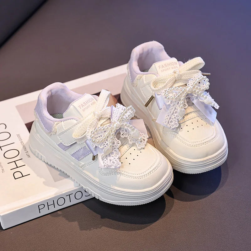Girls Sports Shoes for Students Casual Shoes Princess Style Soft Bottom 2026 Brand New Children Tennis Shoes Breathable Non-slip