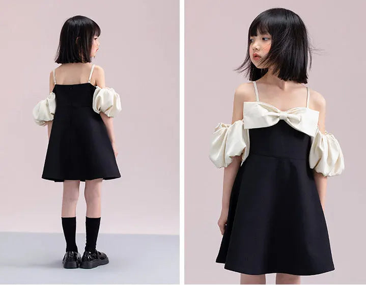 Young Girls New Design Dresses Two Ways To Wear Clothes 2025 Fashion Elegant Bow Patchwork High Grade Teen Girls Dress 5-14Years
