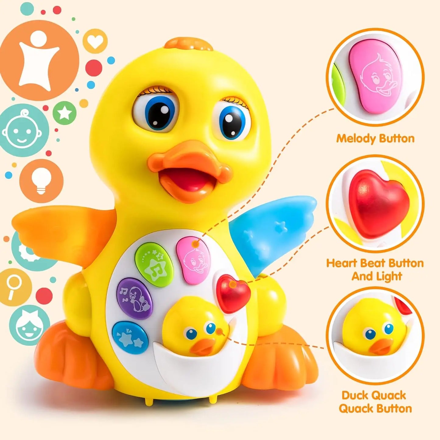 JOYFY Baby Toys Duck Infant Dancing Crawling Musical Toys 18+ Months