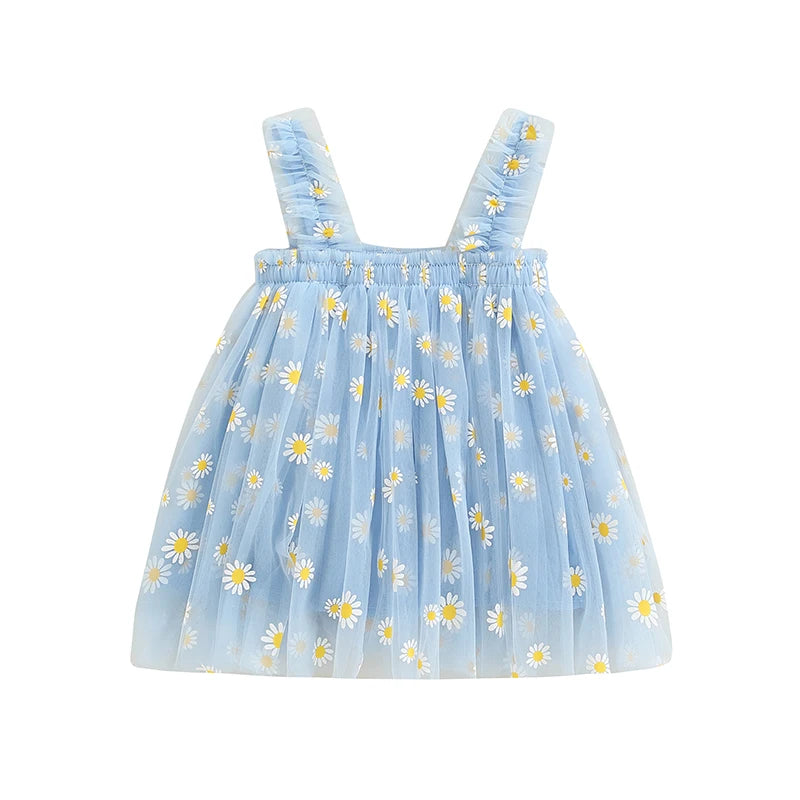 Toddler Dress Kids Girls Party 2023 Summer Sleeveless Daisy Floral Tutu Dress