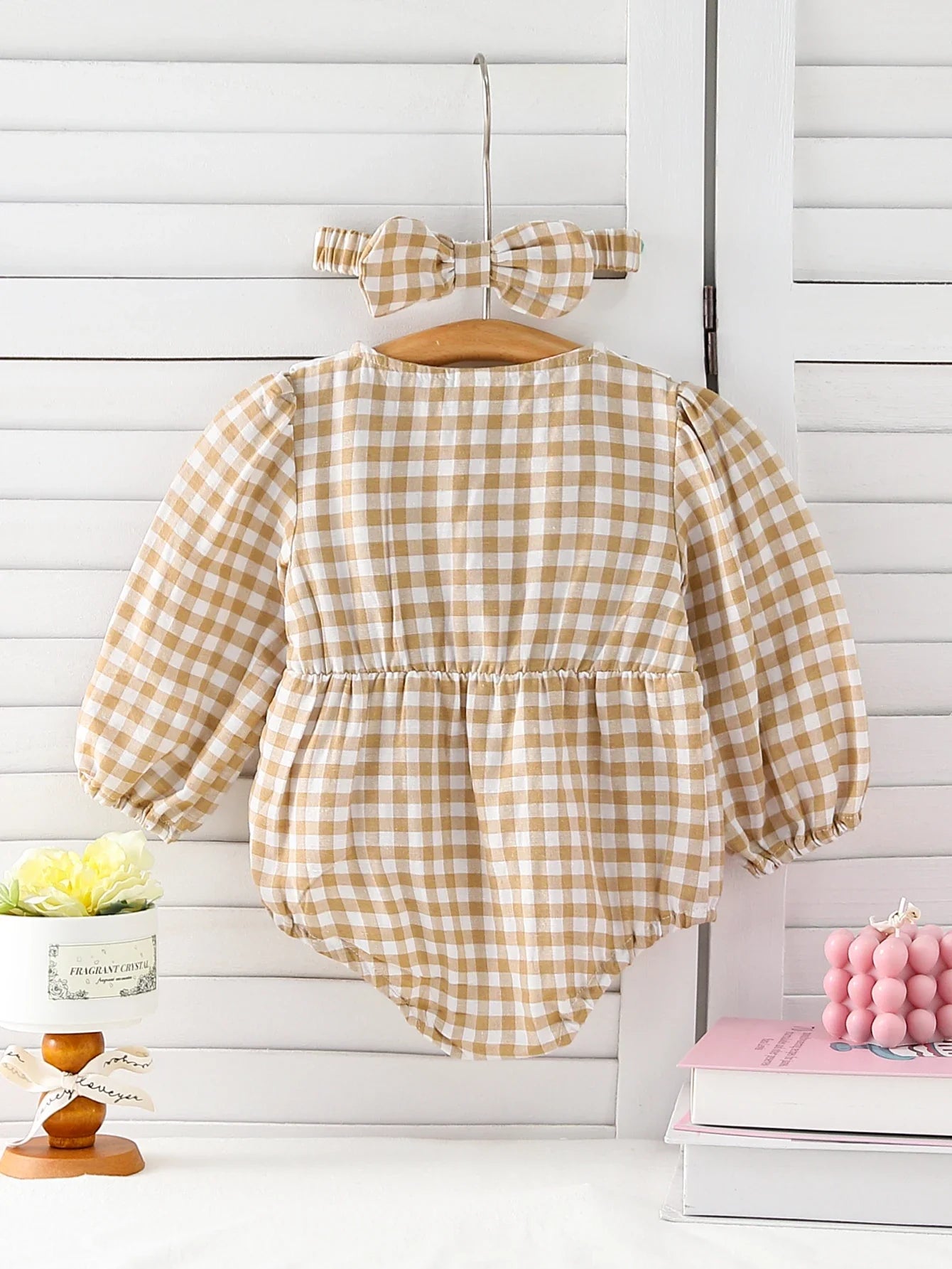 Yannet Checkered  Embroidered Collar Romper