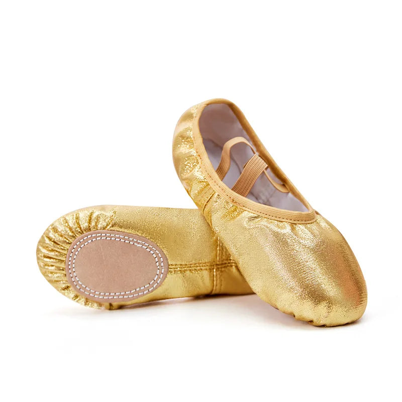 Girl Ballet Shoes Glitter Split-Sole Dance Slippers Toddler Kids Practice Shoes Flats Soft Lightweight  Elastic Laces Colorful