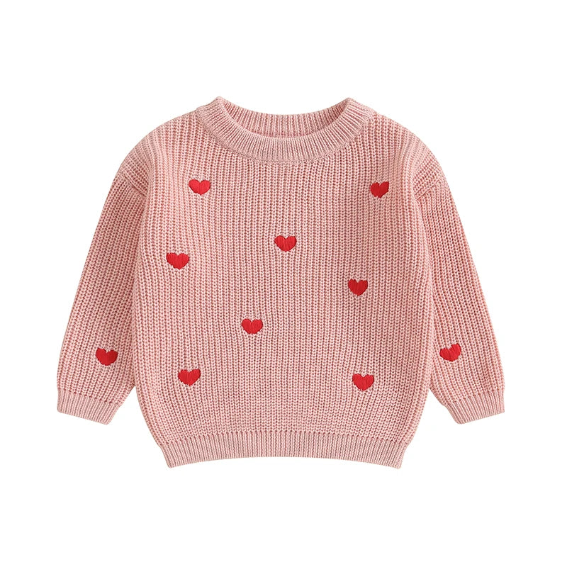 Amelia Heart Embroidery Sweater Pullover Tops