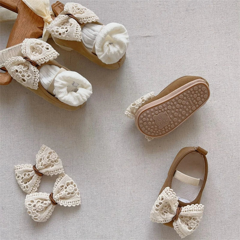 Baby Girls Shoes Autumn Winter Children Lace Bow Princess Shoes