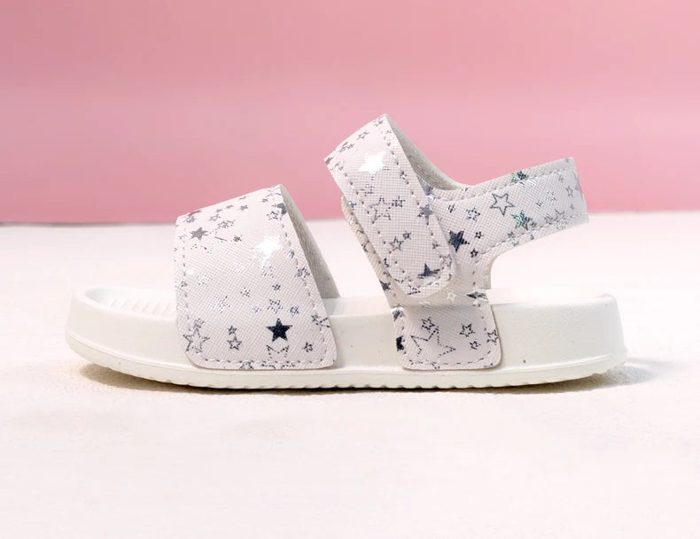 Girls' Shiny Star Outdoor Sandals Summer Printed Soft-Soled Non-slip Slippers Open-Toe Durable Baby Beach Shoes