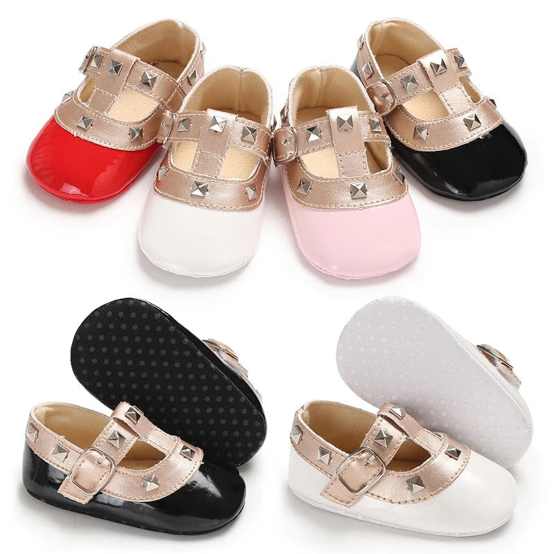 Baby Girl Sandals 2025 Spring and Autumn Korean Edition Versatile Rivet Dancing Princess Single Shoes Fashion Baby Leather Shoes
