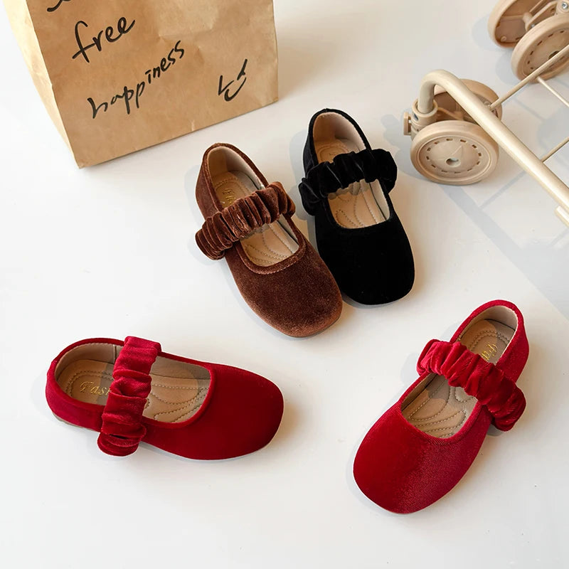 Spring Girl's Casual Shoes Round Toe Shallow Hook-loop Chic Kid's Flat Shoe Solid Colors Anti-slip Daily Comfy Children Shoe