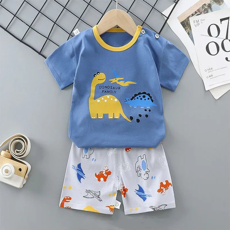 Cotton Tees and Shorts Set for Boys - Cartoon Design