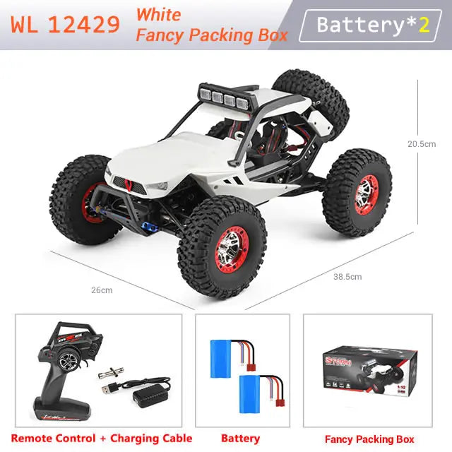 New WL 12429 WLtoys 1:12 4WD RC Racing Car High Speed Off-Road LED Remote Control Alloy Crawler Truck Light Buggy Toy Kids Gift