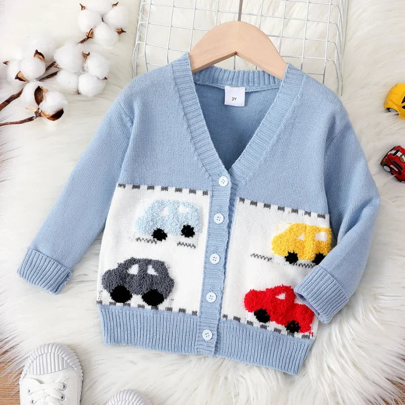 Alexander Vehicle Pattern Button Up Sweater