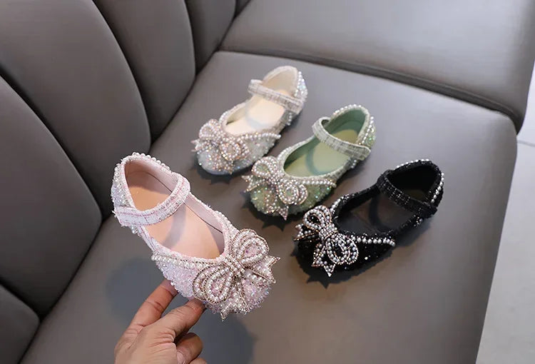 Kids Girls Sandals Fashion Sequins Rhinestone Bow Girls Princess Baby Girl Shoes